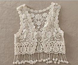 CoverUps Summer Toddler Kids Baby Girls Crochet Lace Hollow Cardigan Tops Vest Tassels Cover Up Waistcoat Swimwear Beachwear Saro1874119