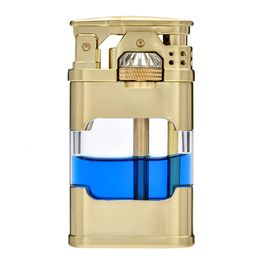 Hot Selling Windproof Metal Kerosene Lighter Transparent Oil Tank Retro Grinding Wheel Cigarette Lighters