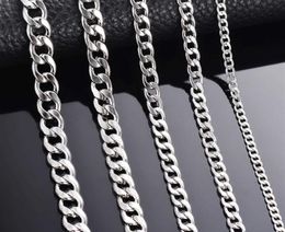 1 Piece Width 3mm 4 5mm 5mm 6mm 7mm 7 5mm Curb Cuban Link Chain Necklace for Men Women Basic Punk Stainless Steel Chain Chokers Q07131181