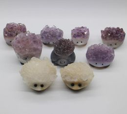 DingSheng Natural white crystal nunatak amethyst ore tortoise figurine with drusy cluster for healing purification6611117