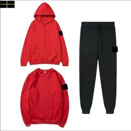 STONE JACKET ISLAND 3pices Mens tracksuits sweater trousers set Basketball streetwear sweatshirts sports suit Brand baby clothes thick Hoodies woemn pants v5