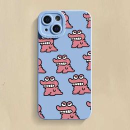 Cell Phone Cases Keychains Lanyards Cute and fun cartoon baby crocodile phone case iPhone 14 13 12 15 Pro Max Mini X XS XR 7 8 15 Plus SE protective hard cover J240518