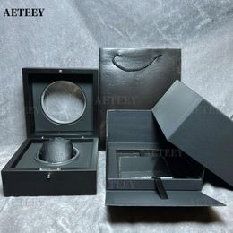 Watch Boxes AETEEY Customised High-end Luxury Wood Box Black Paint Package Gift Wooden PU Leather Jewellery Storage Wholesale Watche