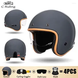 Motorcycle Helmets DOT Approve Jet Helmet Retro Open Face Men Motocross Moped Racing 3/4 Half Capacete De Moto Unisex