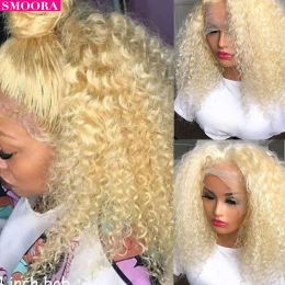 Wigs 613 Blonde Lace Front Wigs 13x4 Transparent Lace Frontal Wig Remy Brazilian Kinky Curly Human Hair Wigs Pre Plucked For Women