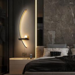 Wall Lamp Nordic Modern Black Gold Minimalist Living Room Sofa Background Decorative Light Luxury Bedroom Bedside