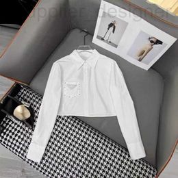 Women's Blouses & Shirts designer Chaopai 2024 Early Spring New Pocket Hot Diamond Logo Decoration High Quality Fashion Versatile Short White Shirt Top ES01