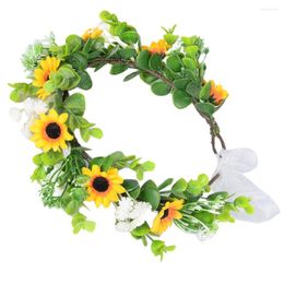 Decorative Flowers Girls Hair Ties Fairy Headpiece Sunflower Headbands For Women Accessories Bride