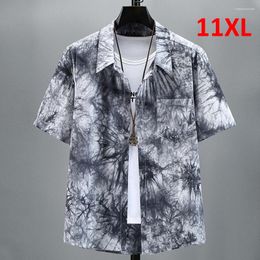 Men's Casual Shirts Summer Tie-dye Shirt Men Plus Size 11XL 10XL Fashion Tie Dye Male Hawaiian Beach Big