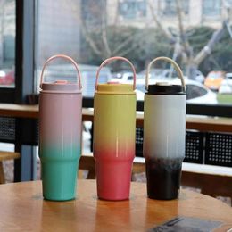 Water Bottles 304 Stainless Steel Insulated Mug Tumbler With Handle Straw Lid Leakproof Travel For Home Adults