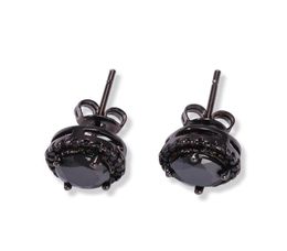 Mens Hip Hop Stud Earrings Jewelry Fashion Black Silver Simulated Diamond Round Earring For Men1924243