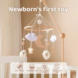 B3M7 Mobiles# Baby Rattle Toy 0-12 Months Felt Wooden Mobile Newborn Music Box Crochet Bed Bell Hanging Toys Holder Bracket Infant Crib Toy d240426