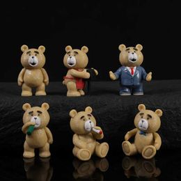 Action Toy Figures 6 pieces/set of teddy bear cartoon doll toys decorative teddy bear dolls teddy bear toysL2403