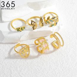 Wedding Rings Styles High Quality Romantic Sweet Ring Stainless Steel Gold Colour For Women Party Jewellery Gifts