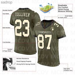 Men's T-Shirts Customised Olive or Black Salute Service Football Jersey Short sleeved Sports T-shirt Unisex Street TopXW