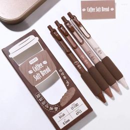 4pcs Coffee Soft Bread Gel Pen Set 0.5mm Ballpoint Black Colour Ink For Writing Office School Supplies