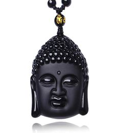 Unique Natural Black Obsidian Carved Buddha Blessing Necklace for Men Women Lucky Amulet Buddha Pendant Necklace Luck Craft Gift1742049