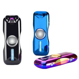 BD-915 Fashion Double Arc Plasma Cigarette Lighter with Led Lighting Finger Spinner Lighter