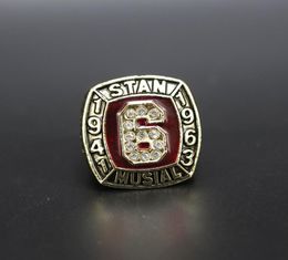 Hall Of Fame Baseball 1943 1963 6 Stan Musial Team s ship Ring with Wooden Display Box Souvenir Men Fan Gift 20207961529