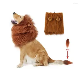 Dog Apparel Cute Pet Cosplay Clothes Costume Lion Mane Winter Warm For Large Dogs Party Decoration With Ear Accessories