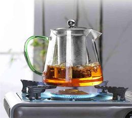 Colourful Heatresistant glass Teapot 550ml With filtertea pot Can be heated directly on fire Strainer Heat Coffee Pot Kettle 21087748581