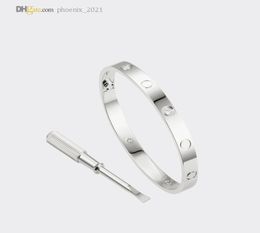 LOVE Screw Bracelet Mens Bangle Designer Bracelets For Women Silver Bracelet 4 Diamonds Luxury Jewellery Titanium Steel GoldPlated 9446116