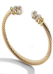 Jewellery fashion bracelet women's woven steel rope inlaid with Haoshi stainls steel 18K gold open Bracelet7388266
