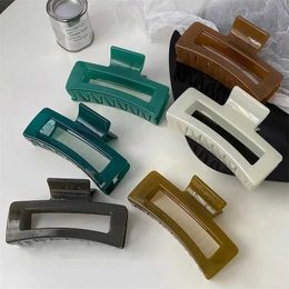 Hair Clips Barrettes YHJ hollow large size 12.5cm square hair claw acrylic jelly Coloured clip shark crab accessories