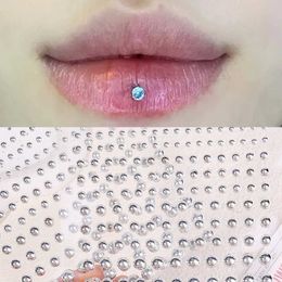 Tattoo Transfer Waterproof Rhinestone Nose Stud Sticker Fake Piercing Nose Ring Lip Stud Dimple Sticker Face Non Piercied Earring Body Jewelry 240426