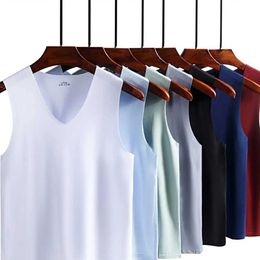 Men's TaTops Mens Summer Ice Silk T-shirt Sleeveless V-neck TaTop TaTop Breathable Cool Sports Bra Leisure Gym Running TaTop M-5XLL2404