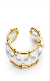 Top quality Natural Pearls Ring Handmade Gold Colour Rings For Women Accessories Finger Fashion Jewellery Gifts1898686