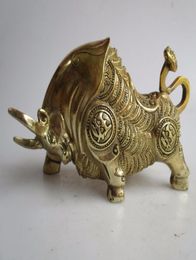 Long 8 inch20CM Home Decor Feng Shui brass Money OX statue Metal Decoration Crafts Luchy Bull Sculptures4020336