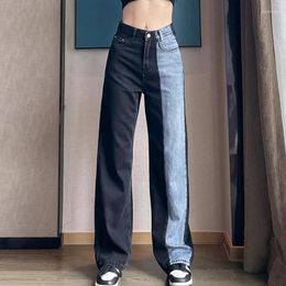 Women's Jeans YUDX Street Casual High Waist Pants Fashion Light Blue Straight Cotton Loose Black Female