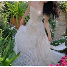 Work Dresses AIGYPTOS Spring Summer Corset Tops Skirt Women Elegant Slim Big Swing Embroidery Lace Apricot Maxi Party Wedding Birthday