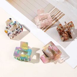 Hair Clips Barrettes Fashionable acetic acid hollow square hair clip crab leopard print marble ponytail braid shark bucket accessory new