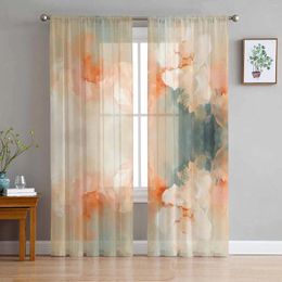 Curtain Abstract Modern Art Of Flower Oil Painting Sheer Curtains For Bedroom Living Room Voile Window Kids Tulle