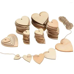 Party Decoration (100pcs/lot) One Hole Unfinished Wooden Heart Key Chain Bulk Cutout Favor Wood Wedding Love Tags Ornaments Painted