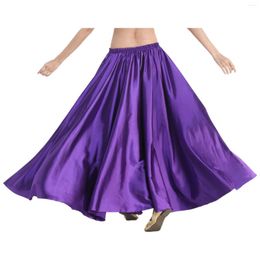 Stage Wear Women Spanish Paso Doble Ballroom Dance Skirt Elastic Waist Satin 540 Degree Maxi For Belly Flamenco Bomba Tango