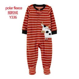 Rompers Docinmom 2023 baby warm clothing wool jumpsuit cartoon fox dinosaur pajamas newborn baby clothing jumpsuit work clothesL24F