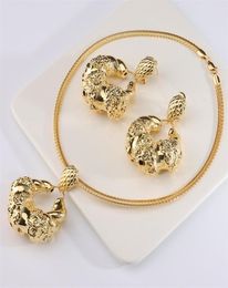 2021 Trend African Jewellery Set Fashion Dubai Wedding Earrings Pendant Necklace For Bridal Design Gold Plated Nigerian Accessory6682342