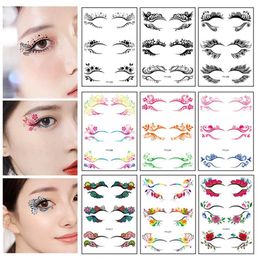 Tattoo Transfer 3 Pairs Eye Shadow Tattoo Sticker Disposable Temporary Eye Tattoo Stickers DIY Sexy Makeup Eyeliner Face Sticker Eye Decal 240426