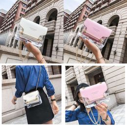 Bags Shoulder Women Fashion Brand Design Small Square Bag Clear Transparent PU Composite Messenger Female Handbags Pinkwindow Cxg92212 Original Quality