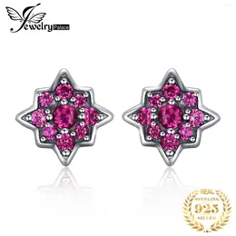 Stud Earrings JewelryPalace Flower Created Red Ruby 925 Sterling Silver For Woman Gemstone Fine Jewellery Party Anniversary Gift