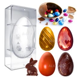 Moulds Happy Easter Polycarbonate Chocolate Mould Professional Egg Diamond Bunny Mould Confectionery Cake Decoration Baking Pastry Tools