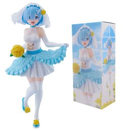 Anime Manga Rem Bride Figure Starting from scratch in another world Ram Blue wedding model toy picture setL2404
