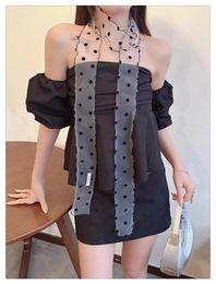 Scarves Y2k Polka Dot Long Strip Small Scarf For Women In Summer Transparent Lightweight Atmospheric Versatile Ribbon Take Po