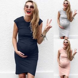 Maternity Dresses Pregnant womens autumn dress sleeveless body casual mothers family mummy clothing for pregnant women Q240427
