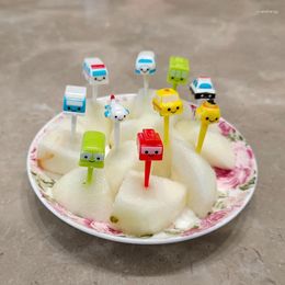 Forks 1 Set Mini Cartoon Car Aeroplane Fruit Cute Children Toothpicks Piks Kids Lunch Bento Box Decoration