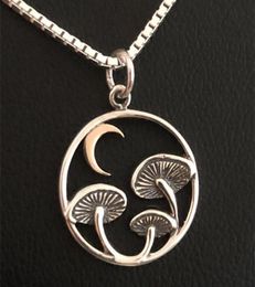 Pendant Necklaces Metal Moon Mushroom Chain Simple Hollow Necklace Men039s And Women039s Unique Punk Jewelry Novelty6401595