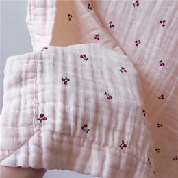 Blankets Cherry Lemon Floral Printed Cotton Muslin Born Baby Swaddle Blanket 4-Layer Gauze Infant Wrap Bedding Quilt Cover
